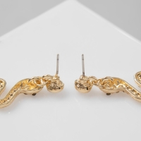 Новый год! Символ года 2025! Серьги со стразами «Змея» обольщение, цвет белый в золоте Новый год! Символ года 2025! Серьги со стразами «Змея» обольщение, цвет белый в золоте