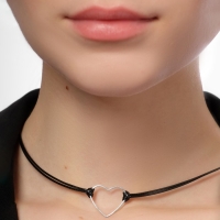 Чокер &laquo;Сердце&raquo;, цвет чёрный в серебре, L= 35 см