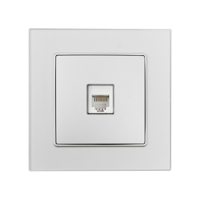 Розетка телефонная одноместная TOT Matte Glass, скрытая, стекло, серебристая Розетка телефонная одноместная TOT Matte Glass, скрытая, стекло, серебристая