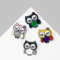 Брошь &laquo;Птица&raquo; совунья, цвет МИКС в чёрном металле (неделимая фасовка 12 шт., цена за шт.)