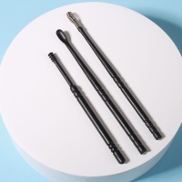 Набор для чистки ушей, 3 предмета, в пластиковом футляре, 10,5 &times; 3 &times; 1 см, цвет чёрный