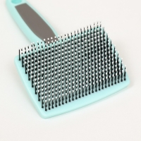 Пуходерка пластиковая мягкая с закругленными зубьями, средняя, 9 х 15,5 см, бирюзовая