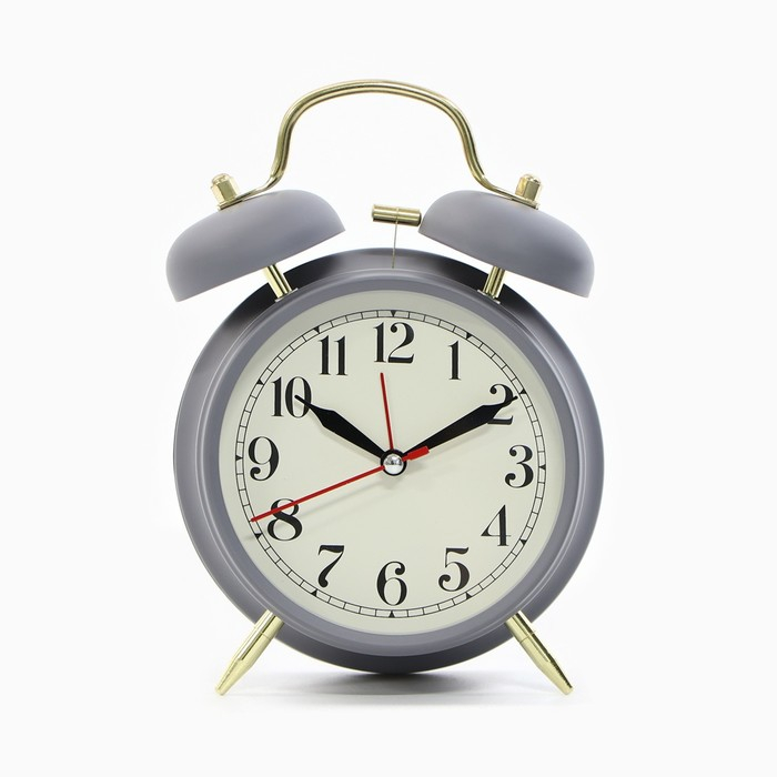 Будильник "Пеннант", с подсветкой, d-9 см, 17 х 11.5 см, серые