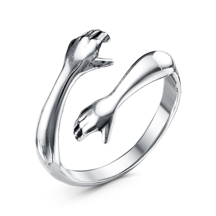 Кольцо «Объятия», посеребрение с оксидированием, безразмерное Кольцо «Объятия», посеребрение с оксидированием, безразмерное