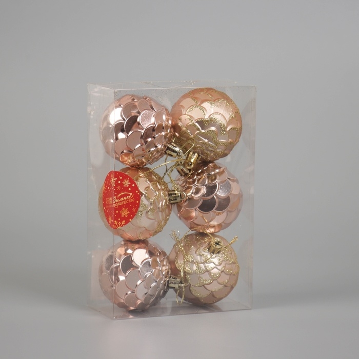 Набор шаров пластик d-6 см, 6 шт "Шишечки"