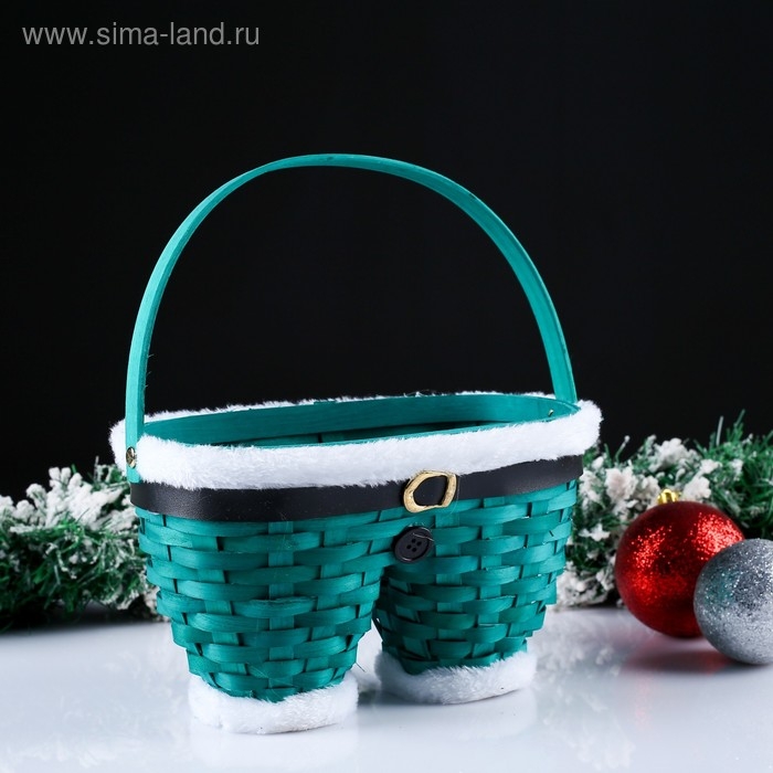 Корзина &laquo;Новогодние штаны&raquo;, зелёные, 23&times;12&times;13/23 см, шпон