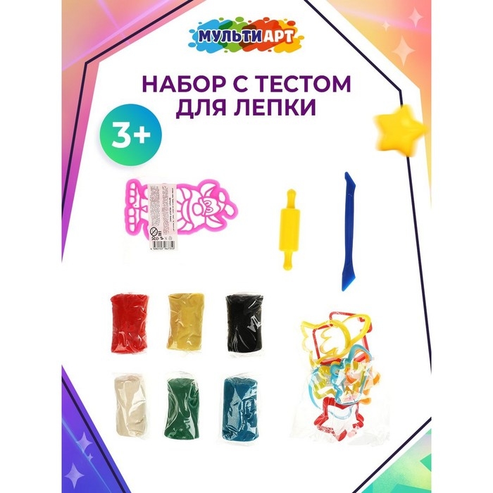 Тесто для лепки &laquo;Буба&raquo;, 6 цветов, 6 формочек