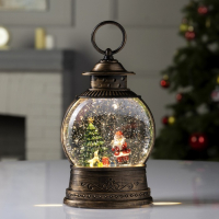 Светодиодная фигура &laquo;Дед Мороз у ёлки&raquo; 12.5 &times; 20 &times; 7.5 см, пластик, батарейки АААх3 (не в комплекте), USB, свечение тёплое белое