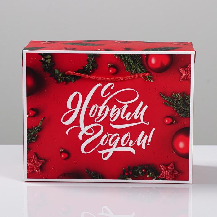 Пакет—коробка «Счастья в новом году!», 23 х18 х11 см, Новый год Пакет—коробка «Счастья в новом году!», 23 х18 х11 см, Новый год