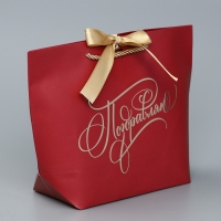 Пакет подарочный, упаковка, &laquo;Поздравляю от души&raquo;, 19 х 20 х 9 см