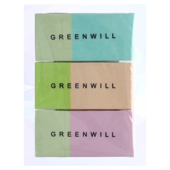 Набор Ластик прямоугольный, 3 штуки, МИКС