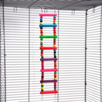 Игрушка для птиц" Лесенка с бусинками" 8 ступеней, микс цветов Игрушка для птиц" Лесенка с бусинками" 8 ступеней, микс цветов