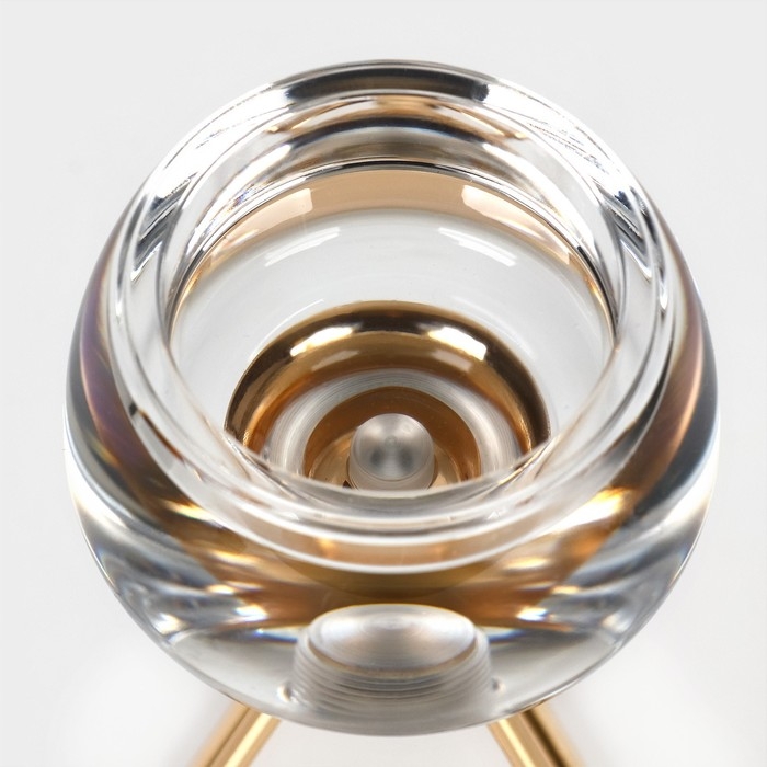 Подсвечник металл, стекло на 1 свечу &laquo;Изысканность&raquo; цвет золото 9.5 х 9.5 х 17 см