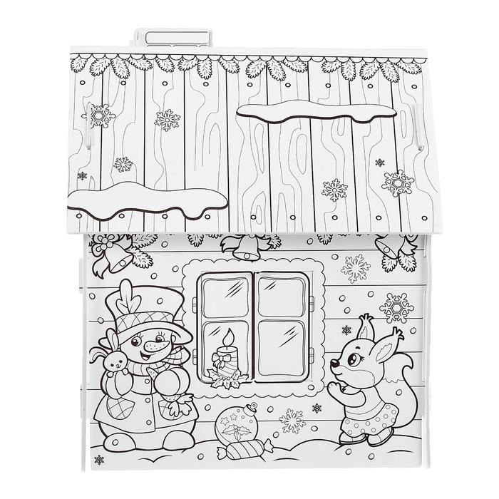 Домик-раскраска 3 в 1 «В гостях у Деда Мороза», 5 фломастеров, 6 деталей Домик-раскраска 3 в 1 «В гостях у Деда Мороза», 5 фломастеров, 6 деталей