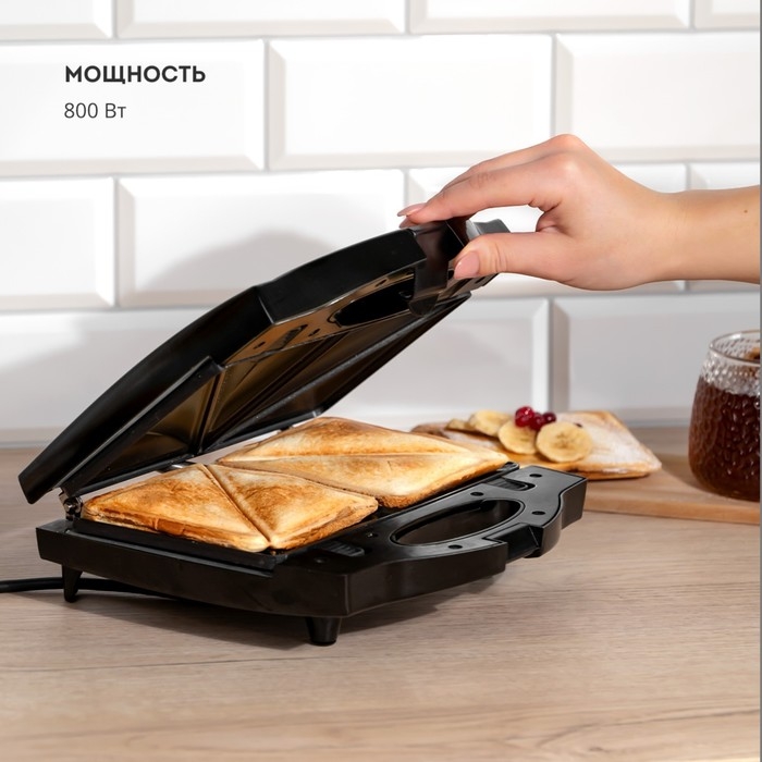 Мультипекарь Galaxy GL 2959, 800 Вт, сэндвич, гриль, венские, антипригарное покрытие, чёрный