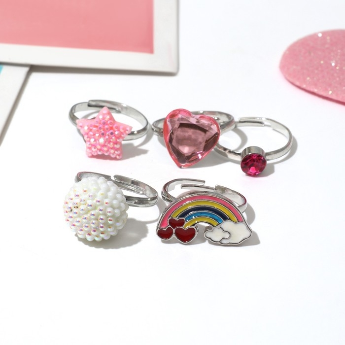 Набор детских колец &laquo;Выбражулька&raquo; радость, форма МИКС, цветные