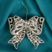 Украшение ёлочное "Сияющая глазурь - бант" 11,5х10,5 см, золото Украшение ёлочное "Сияющая глазурь - бант" 11,5х10,5 см, золото