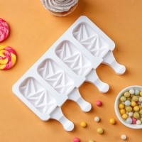 Форма для мороженого &laquo;Кристалл&raquo;, силикон, 19&times;12,5&times;2,2 см, 4 ячейки, цвет белый