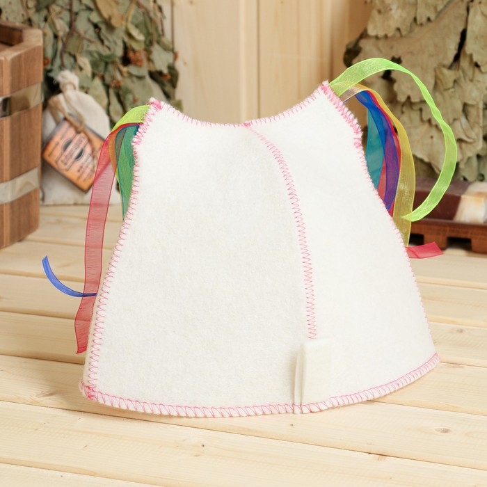 Шапка для бани детская Шапка для бани детская "Радужные хвостики", белая, 5-7 лет