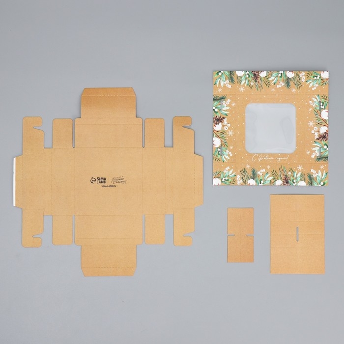 Коробка под 4 конфеты &laquo;С Новым годом!&raquo;, эко, 10.5 х 10.5 х 3.5 см, Новый год