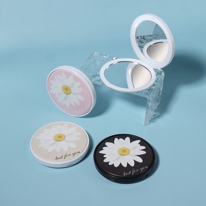 Зеркало складное &laquo;Ромашки&raquo;, d = 7 см, с увеличением, цвет МИКС
