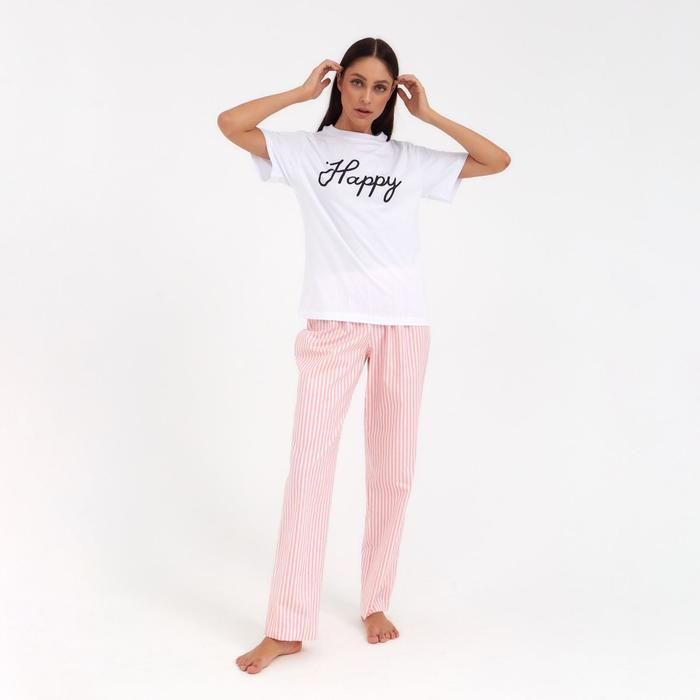 Брюки женские KAFTAN Брюки женские KAFTAN "Beautiful", цв. белый/розовый, р. 44-46