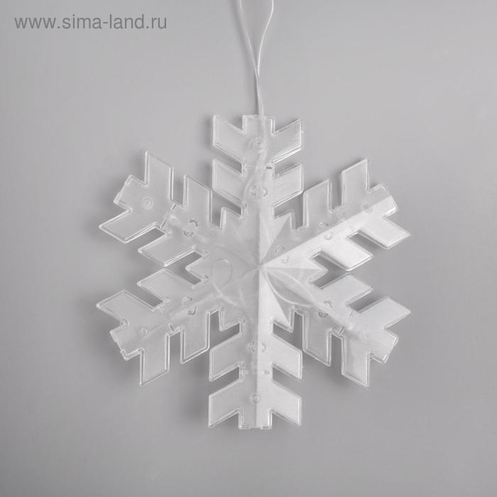 Гирлянда &laquo;Нить&raquo; 2 м с насадками &laquo;Снежинка матовая&raquo;, IP20, прозрачная нить, 36 LED, свечение синее, 220 В