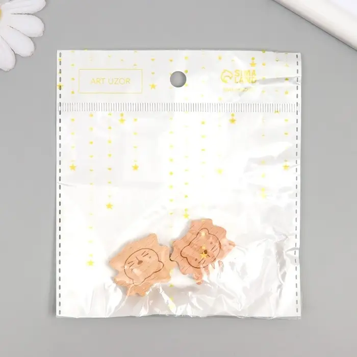 Бусина для творчества дерево "Львенок" 3,1х2,6 см