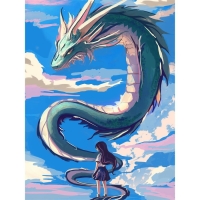 Алмазная вышивка с частичным заполнением на холсте &laquo;Девочка и дракон&raquo;, 30 х 40 см