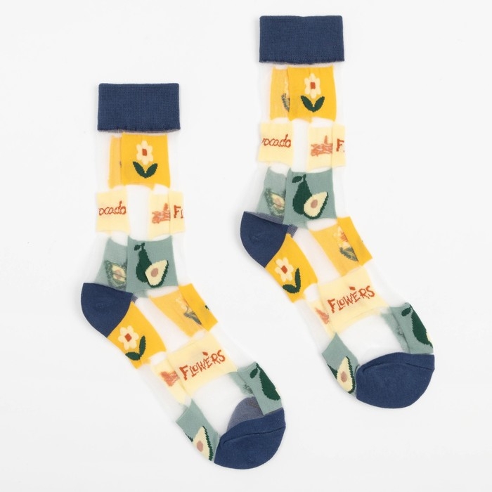 Носки женские MINAKU &laquo;Цветы/Авокадо&raquo;, размер 36-39 (23-25 см)