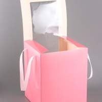 Коробка для цветов, 20 х 20 х 25 см, розовая