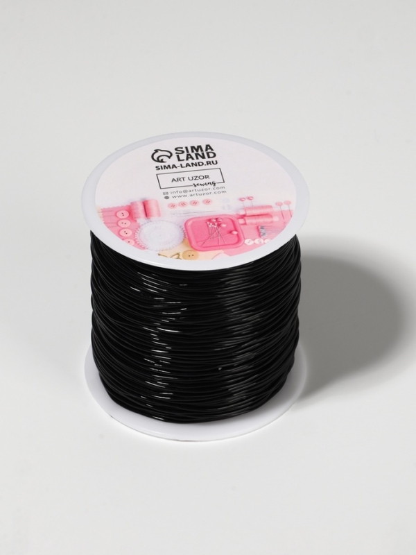 Нить для плетения 100±1м d1мм эластичная силикон чёрный АУ Нить для плетения 100±1м d1мм эластичная силикон чёрный АУ