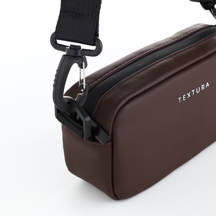 Сумка женская на молнии, TEXTURA, маленький размер, длинный ремень, цвет коричневый