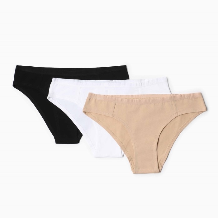 Набор женских трусов слипы (3шт), цвет белый/черный/бежевый, р-р 50 (XL) Набор женских трусов слипы (3шт), цвет белый/черный/бежевый, р-р 50 (XL)