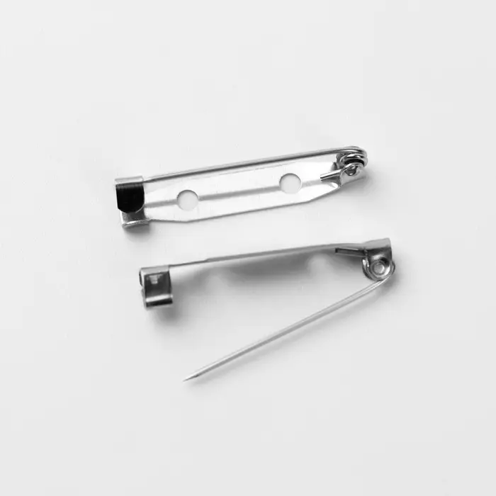 Основа для броши, 2 отверстия, 30 мм, 10 шт, цвет серебряный