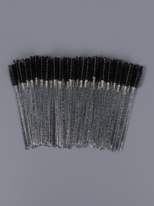 Щёточки для бровей и ресниц, набор - 50 шт, 9,5 см, цвет чёрный/прозрачный Щёточки для бровей и ресниц, набор - 50 шт, 9,5 см, цвет чёрный/прозрачный