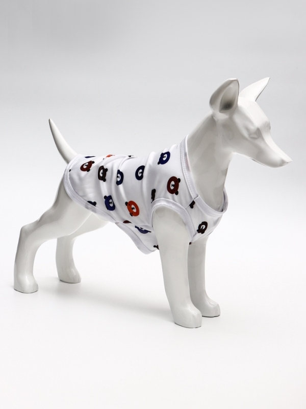 Футболка для животных "Мишка", XL (ДС 38, ОГ 50 см), белая