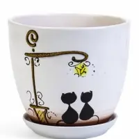 Горшок цветочный поддоном  2,5 л,  керамика, Вечер (М)