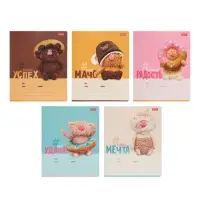 Тетрадь 18л лин Hatber "Кофейные коты", на скобе, скругл углы, 60-65г/м&sup2; 5В МИКС