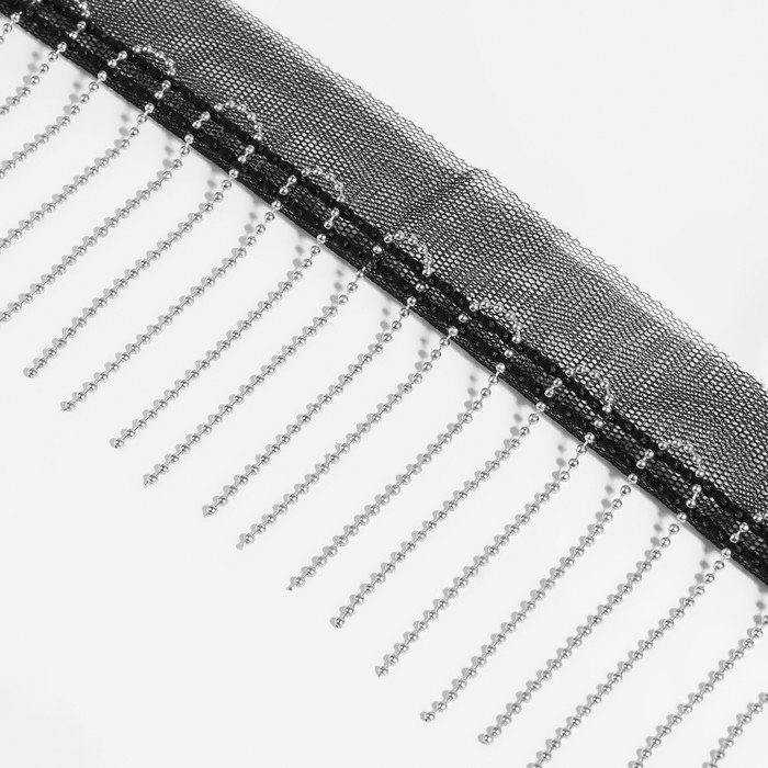 Тесьма металлизированная &laquo;Бахрома&raquo;, 5 см, 4,5 &plusmn; 0,5 м, цвет чёрный