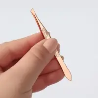 Пинцет скошенный, узкий, 9 см, цвет розовое золото