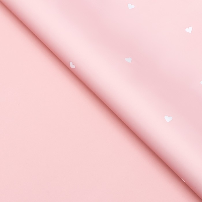 Пленка для цветов, 57см х 10 м, "Сердечки", нежно-персиковая, 65 мкм