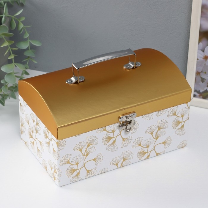 Шкатулка картон сундучок Шкатулка картон сундучок "Узор золотом" набор 3 шт 26х18х16,5 24х16х14,5 22х14х12,7 см