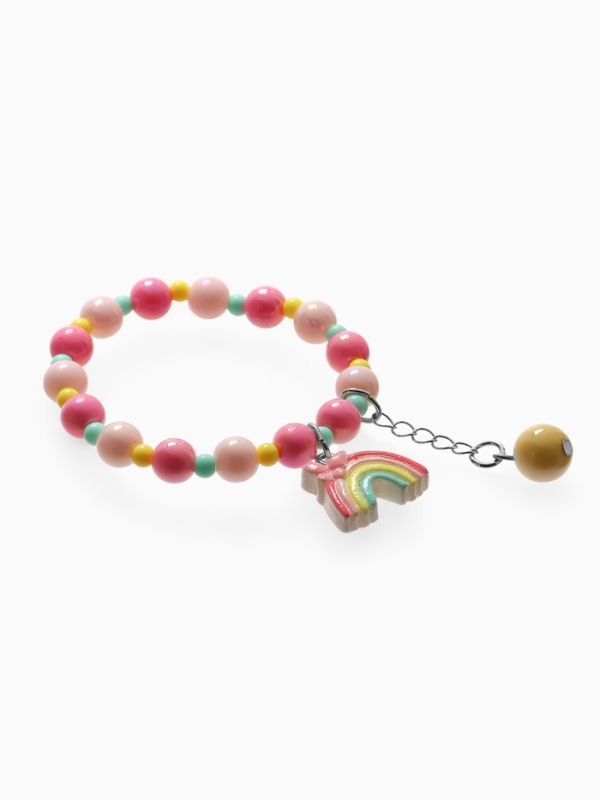 Браслет детский "Выбражулька" бусина на цепочке и радуга, цветной