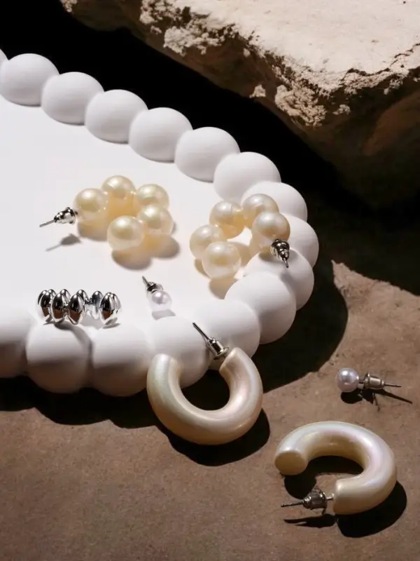 Набор серьги и каффы 7 шт "Нежность", цветной в серебре