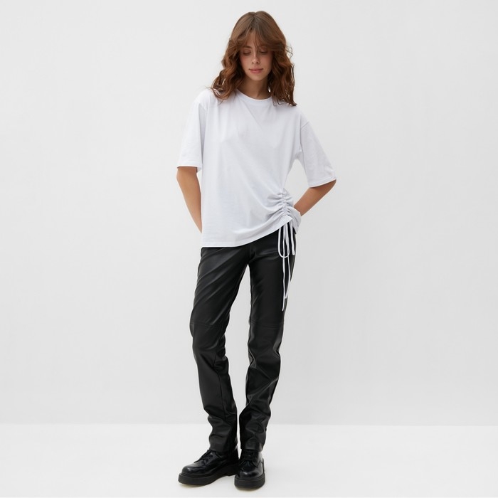 Футболка женская с кулиской MINAKU REGULAR FIT: цвет белый, р-р 46 Футболка женская с кулиской MINAKU REGULAR FIT: цвет белый, р-р 46