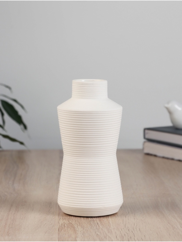 Ваза керамика настольная "Гриневера" бутыль, d-4.5см, 17х8 см, белый