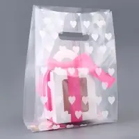 Пакет полиэтиленовый квадратный с вырубной ручкой, упаковка, "Сердечки", 17х33+17см &plusmn; 5% 60 мкм