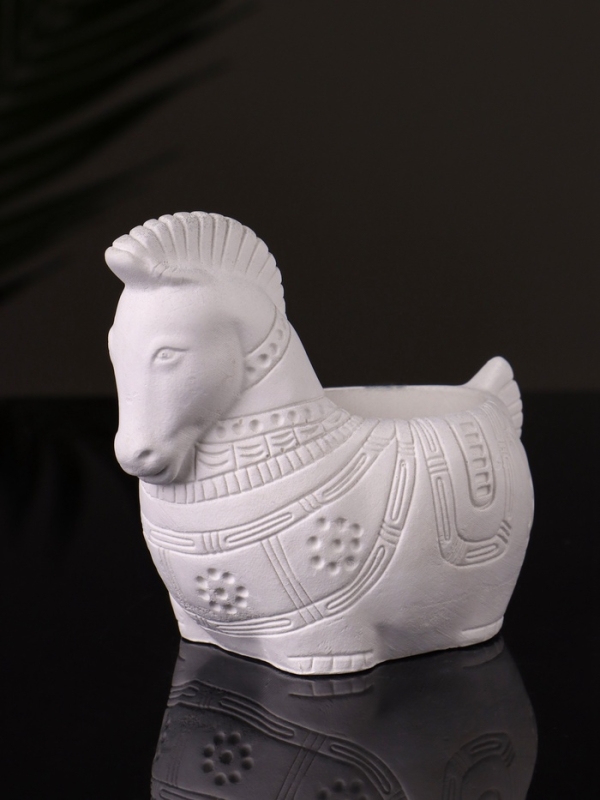 Кашпо "Лошадка с орнаментом" 8х9х6 см, натуральный