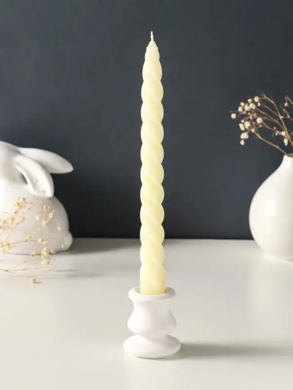 Набор свечей витых, 2,3х 24,5 см, 5 ч, 50 г, 2 штуки, слоновая кость